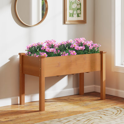 Boîte à fleurs surélevée en bois de sapin avec jardinière