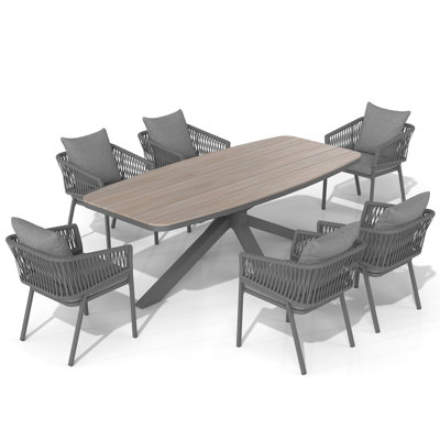 Ensemble repas d'extérieur pour 6 personnes avec coussins