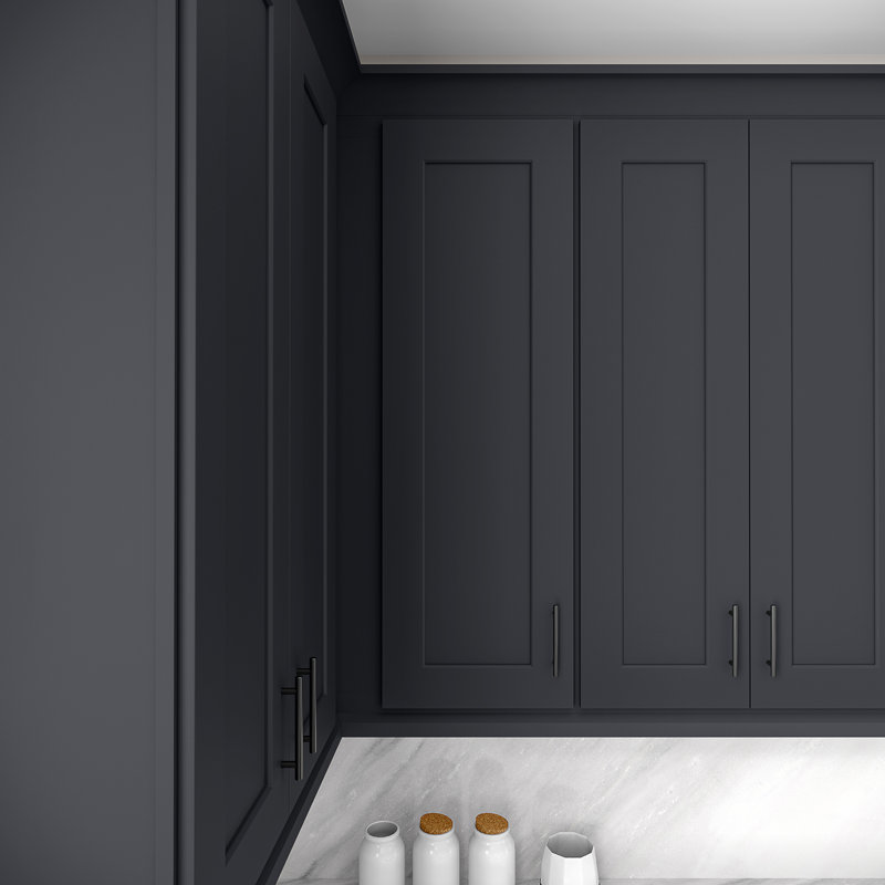 Armoire de coin murale, L 27 po x H 42 po x P 12 po, Noir Shaker