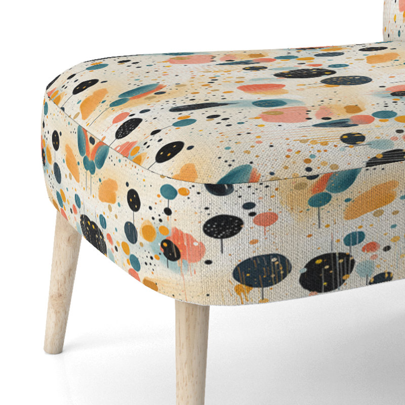 Artistic Whimsy Polka Dots Pattern - Upholstered Modern Side Chair, Polka Dots Accent Chair, Black/Pink