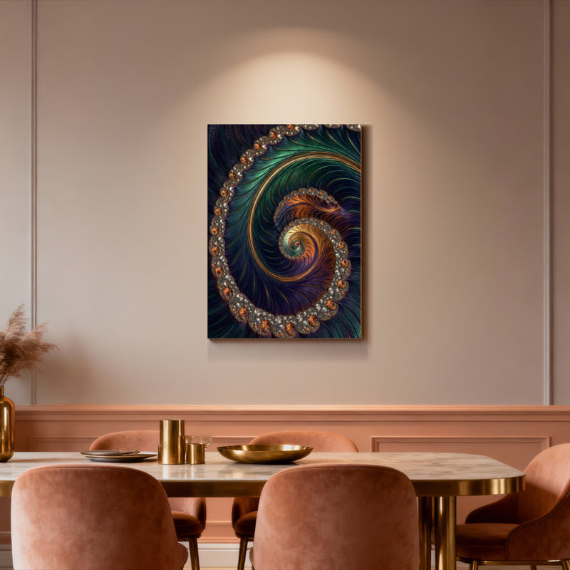 Ensemble de 1 tableau sur toile à motif de spirale fractale, H 18 po x l 12 po