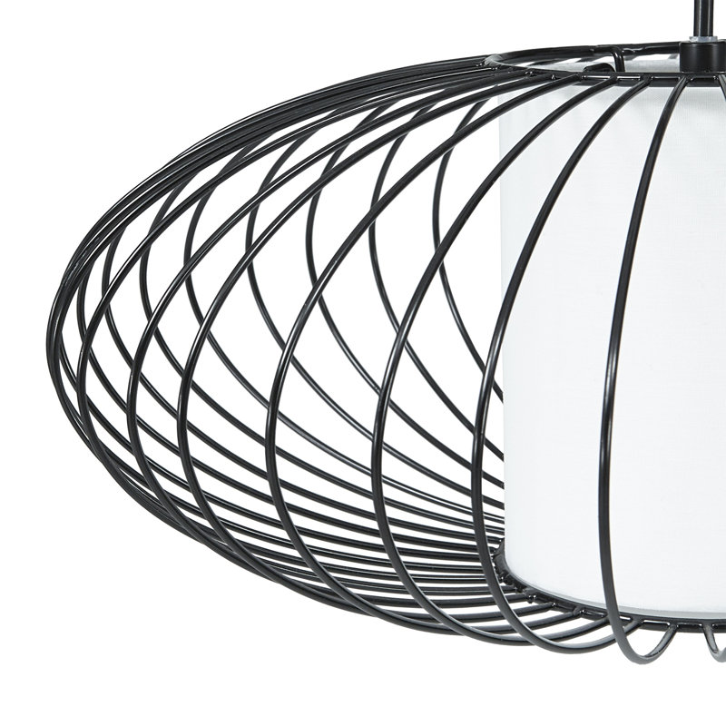 Luminaire suspendu géométrique unique à 1 lumière Adelheide, Noir mat, 7.5" H x 19.6" W x 19.6" D