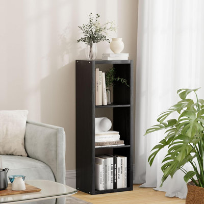 Organisateur de rangement à 3 cubes avec bordures épaisses à une rangée, tablette modulaire en bois d'ingénierie, unité de rangement convertible horizontale et verticale pour le salon de l'entrée de la chambre à coucher