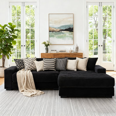 111" Oversized Two-Piece Corduroy Couch Sectional,L-Shaped Cloud Sofa Couches With 8 Pillows For Living Room