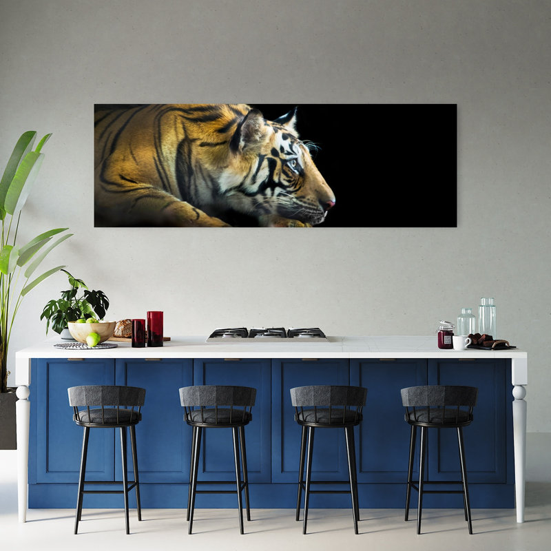 Tigre du Bengale, Inde, art mural contemporain, H 20 po x l 60 po