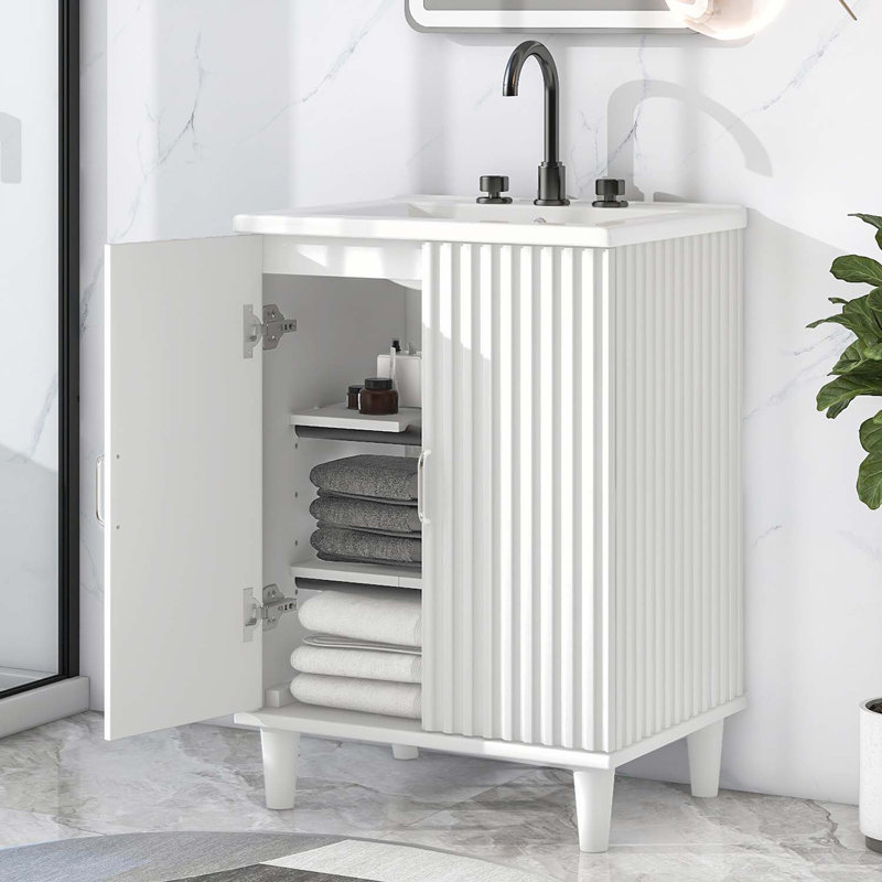 24'' Single Bathroom Vanity Base Only, White