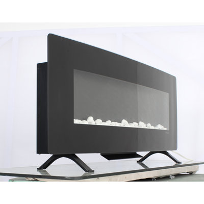 20.99 Inch High Curved Heating Fireplace - 5000 /H Heat, 8 Ember Bed Colors, Timer Function, /Ul Electric With Remote 1400W 4 Flame Adjustable Backlight, Vent