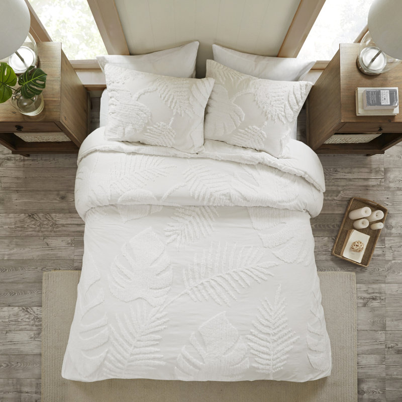 Literie en chenille de coton tropical pour chambre à coucher confortable, double / grand 3 pièces avec imprimé maison