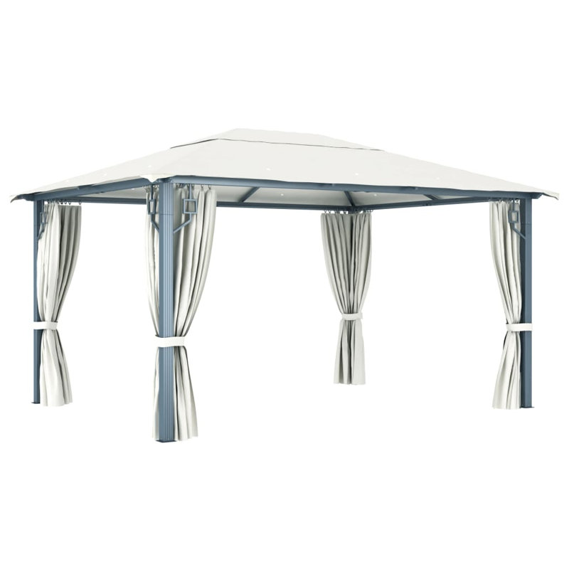 vidaXL Gazebo with Curtain 157.5"x118.1" Cream Aluminum, 13.1 Ft. W x 9.8 Ft. D