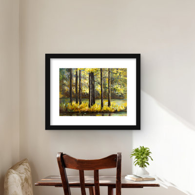 «Trees in the Middle of the Lake - Brown Trees», reproduction encadrée