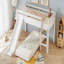 Wooden Cabin Bunk Bed with Slide Twin Size Solid Wood 2-Piece Bunk Bed White - With Adjustable Ladder and Slide for Kids