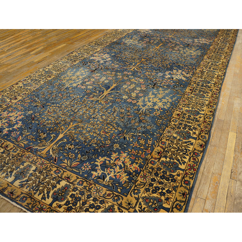 Decorative Light Blue Color Antique Long and Narrow Oversized Indian Gallery Rug