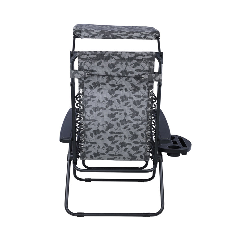  30" Wide XL Zero Gravity Outdoor Lounge Chair w/ Canopy, Gray