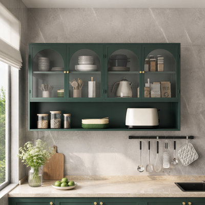 Armoire murale en verre 47,25 po à quatre portes, murale, adaptée