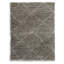 Tapis moyen Wreno 5 x 7, motif de losanges, velours de 50 mm, PET crème et gris-133356224