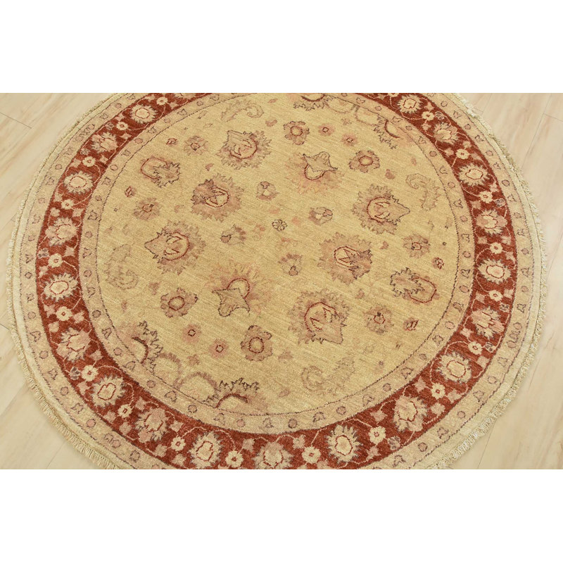 Tapis beige nouvel âge en laine 5 pi 1 po x 5 pi 3 po Moure