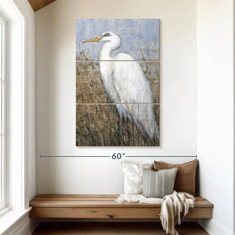 Brampt White Heron II, 50" H x 32" W