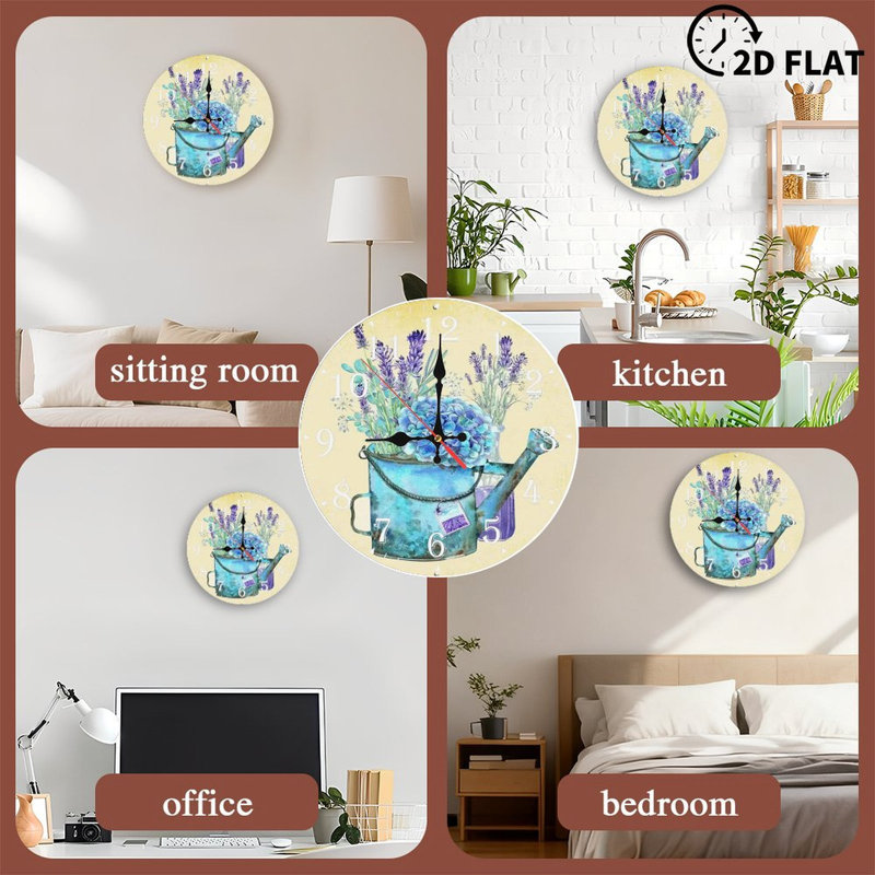 Horloge murale en bois 10 po, mouvement silencieux, à piles (piles AA non incluses), décor artistique, parfait pour les décorations