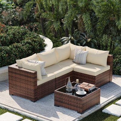 4 - Person Outdoor Wicker Patio Conversation Furniture Set