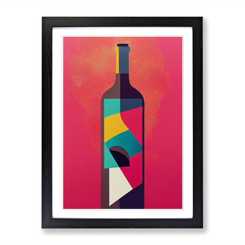 Wine Pop Art - Framed Print, 46cm H x 34cm W x 2cm D, Walnut