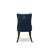 7 Piece Dining Table Set Includes a 48" Round Table with Pedestal and 6 Navy Blue Polyester Fabric Upholstered Chairs, Sand Blasted Black-1492987477