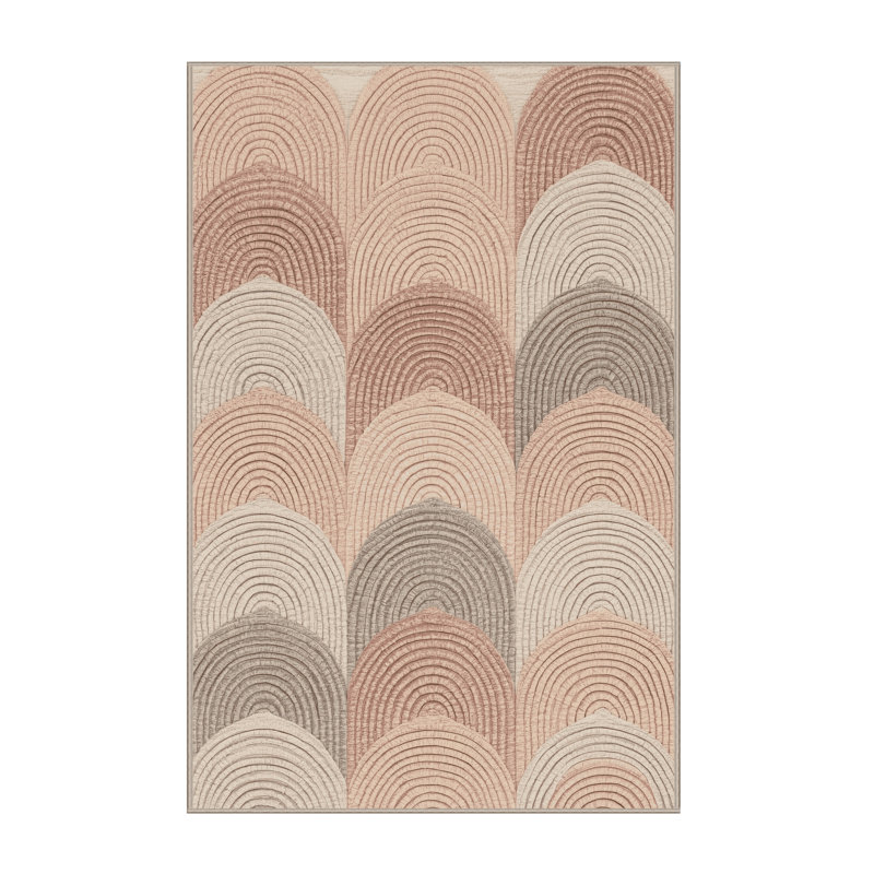 Soft Plush Fergus Easter Modern & Contemporary Abstract Area Rug in Beige – Beige Binding, 8x10