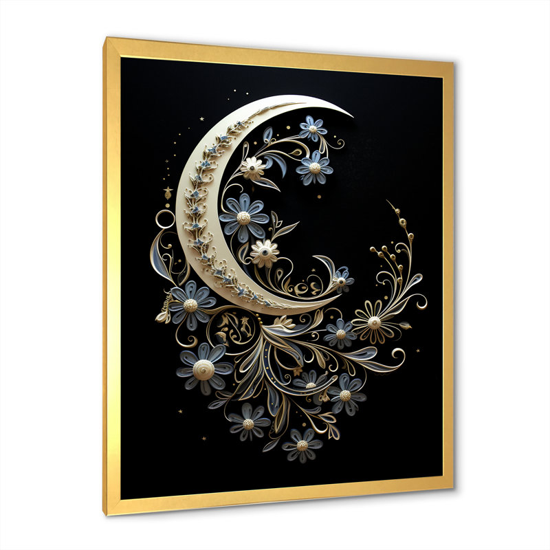 Moon Moon Harmony sur toile, Cadre doré simple, H 40 po x l 30 po x P 1,5 po