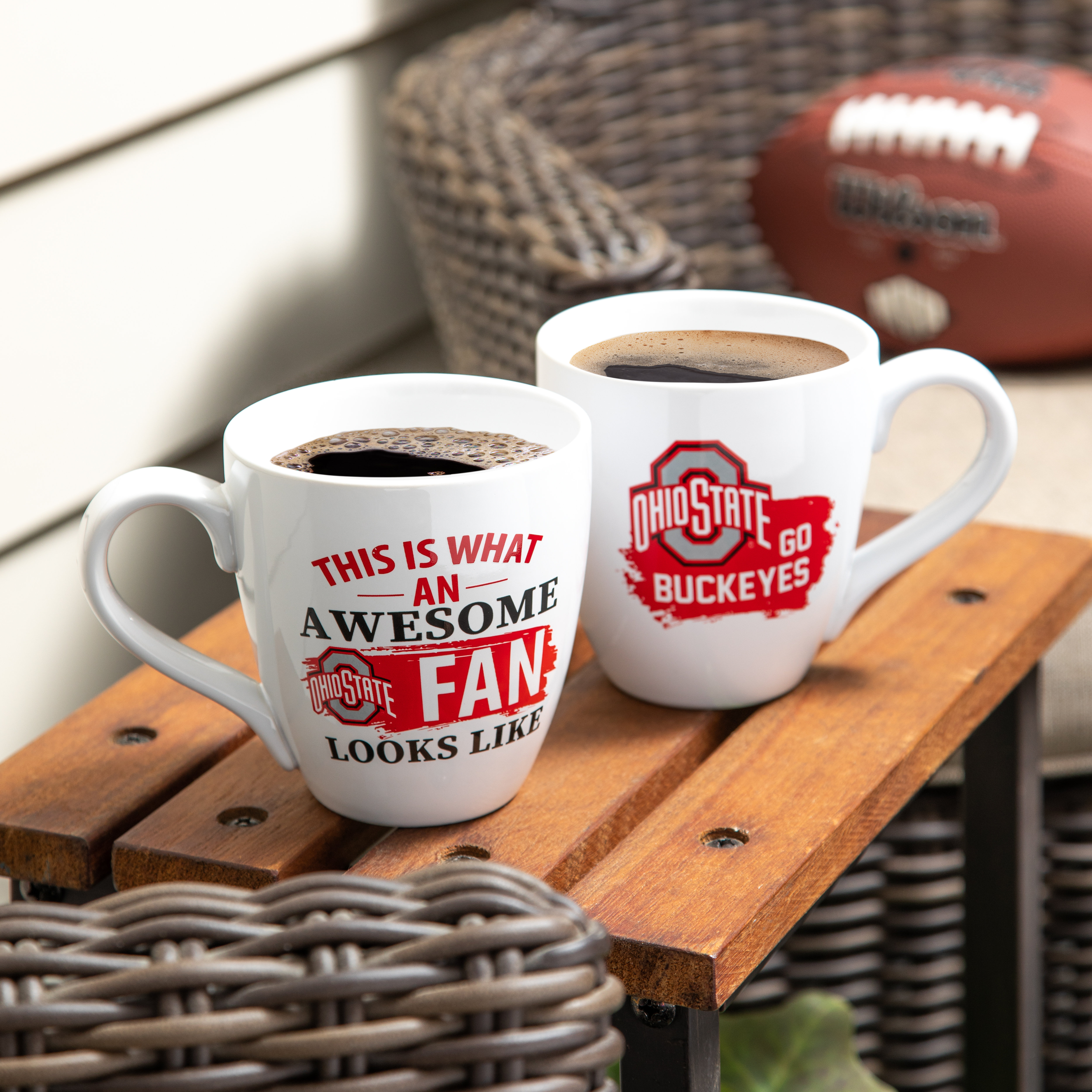 Evergreen Enterprises Ohio State Buckeyes Coffee Mug 17oz Ceramic 2 Piece Set with Gift Box