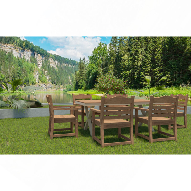 Chaise de salle à manger de patio avec ensemble de 2 accoudoirs, matériau avec chaise imitation grain de bois texturé