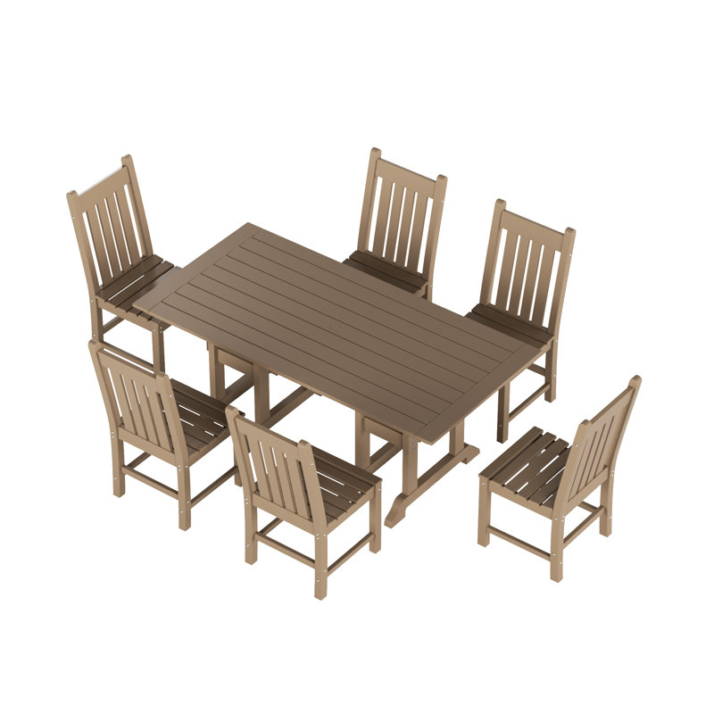 Ensemble de salle à manger rectangulaire pour 6 personnes 71 po Laguna, Bois patiné