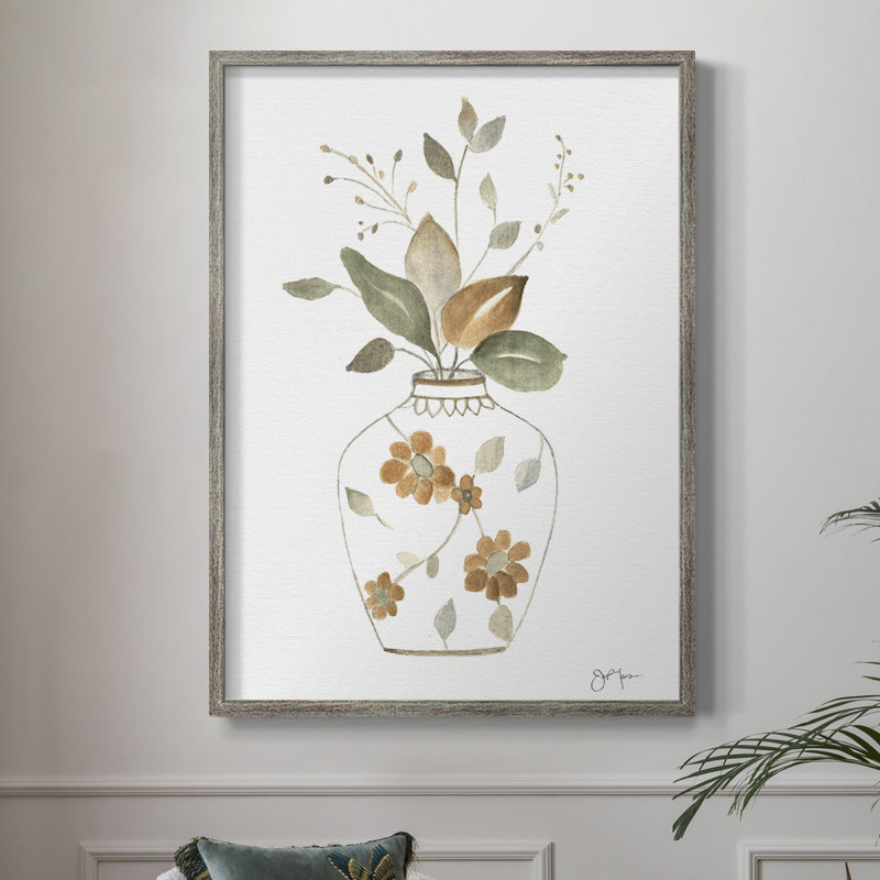 «Neutral Floral I», reproduction encadrée - bois massif 49555, H 11 po x l 9 po