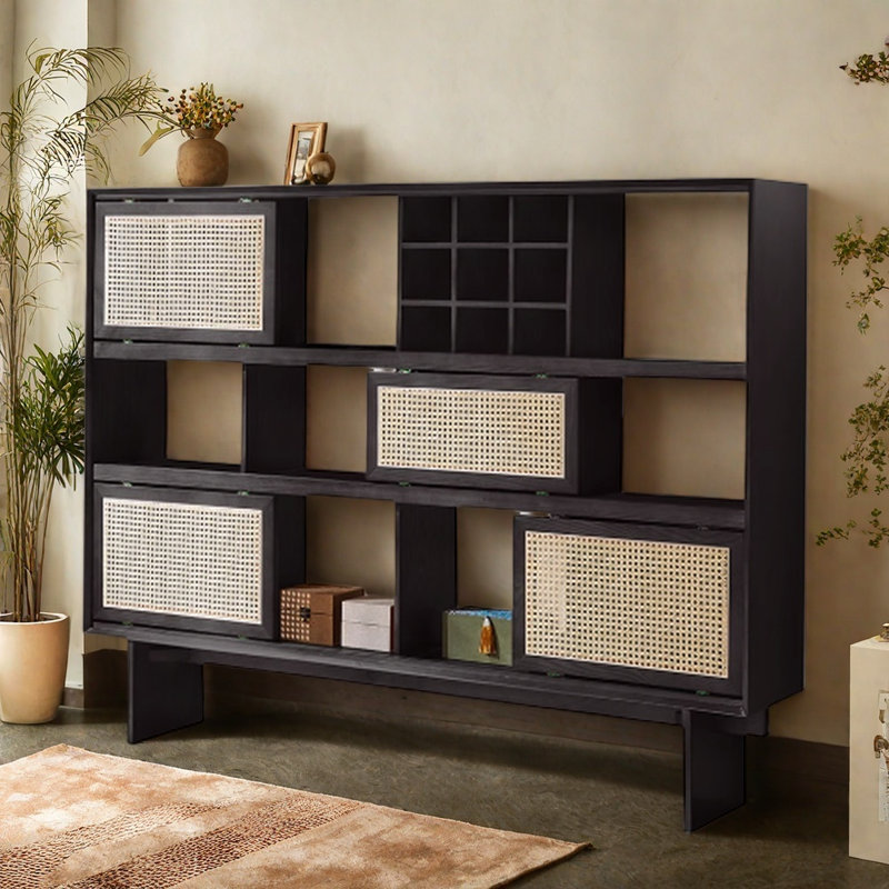 Vitrine simple en rotin simple, Noir