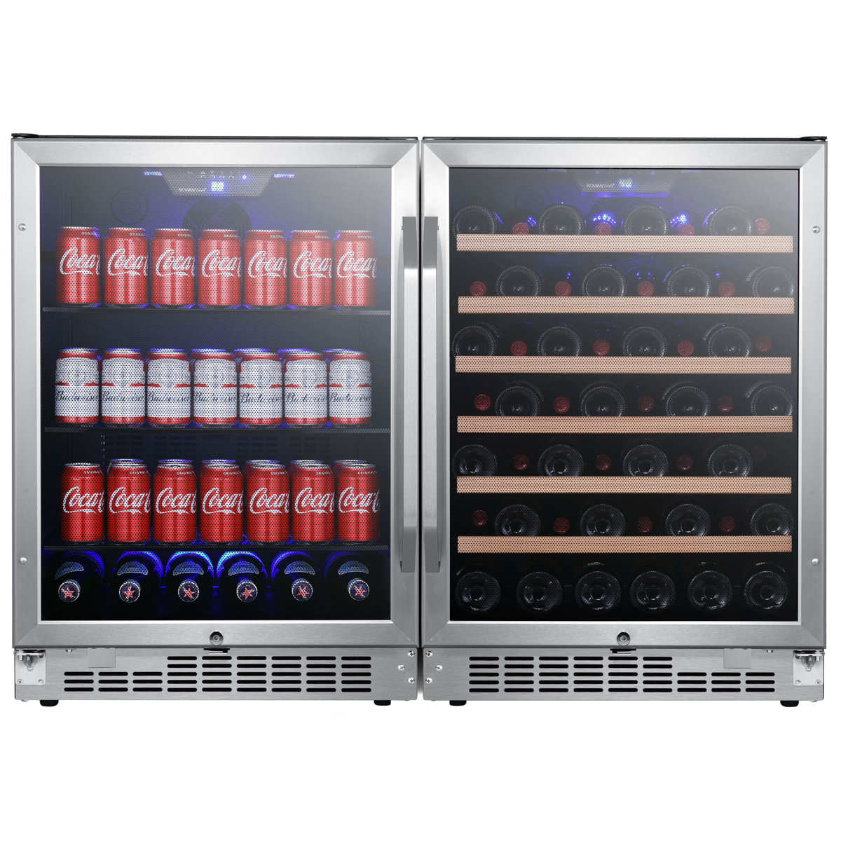 EdgeStar 47'' W 142 Cans (12 oz.) 5.3 Cubic Feet Beverage Cooler with Wine Storage and Reversible Glass Door | Fridge.com