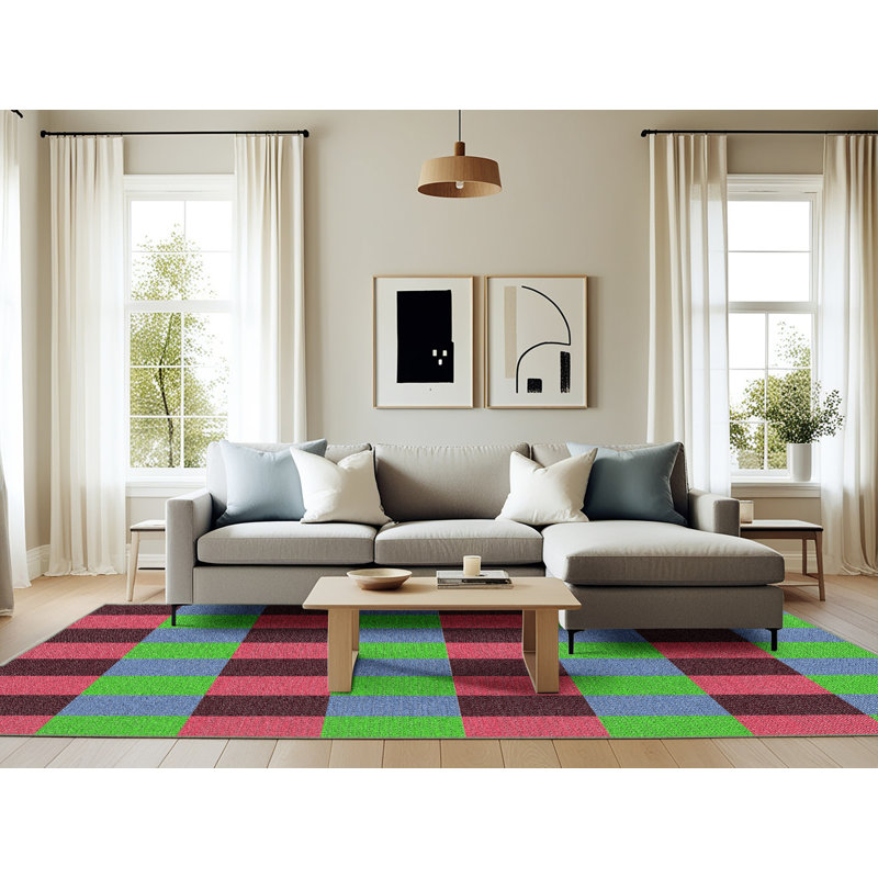 Plaid Indoor Rug, Rectangle 6' x 9'