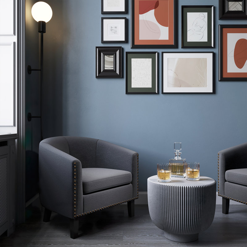 Fauteuil demi-tonneau de 28,74 po Cohmer, Lin gris
