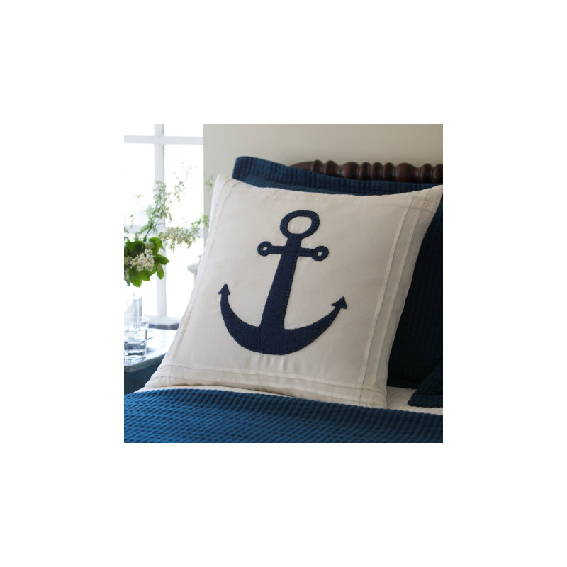 Anchor Linen Throw Pillow, Navy