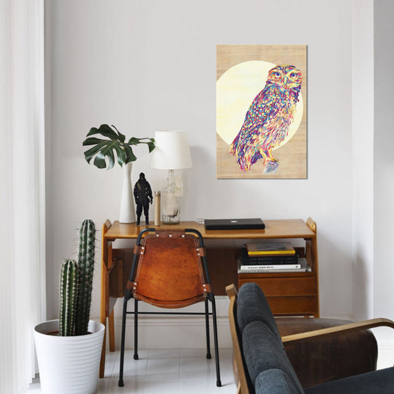 «Owls» sur toile, H 12 po x l 8 po x P 0,75 po, Toile tendue, Pas de tapis