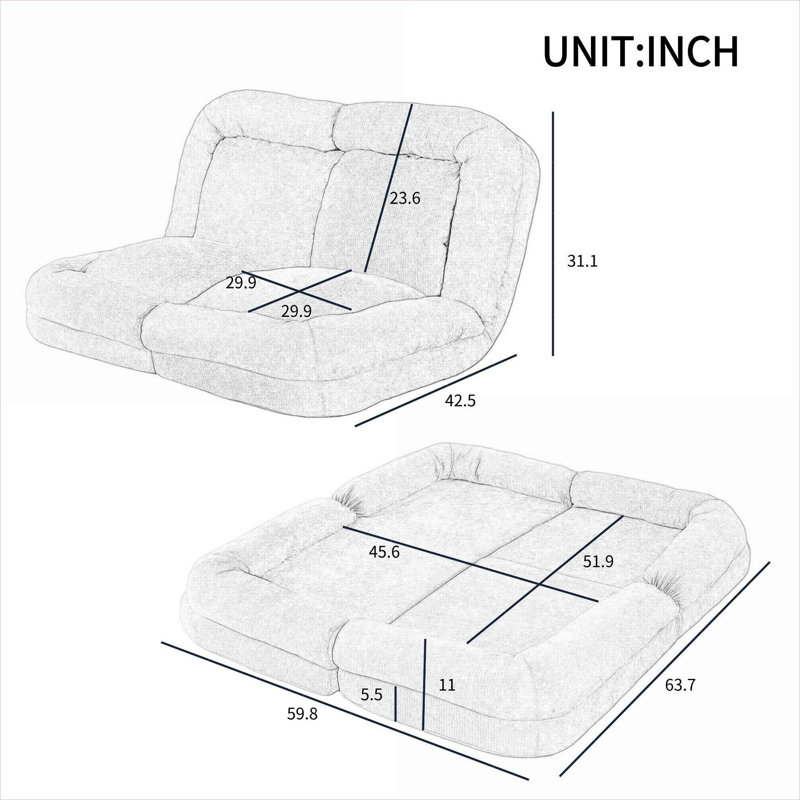Canapé-fauteuil rembourré simple en tissu 18 positions, Light Pink Fabric