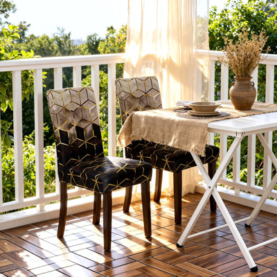 Stretch Spandex Parsons Chair Slipcovers 6 Pack (Brown Cubes)