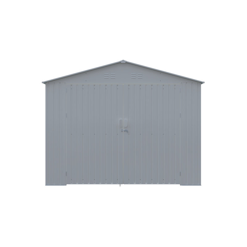 Remise de rangement extérieure 20 x 13 pi, H 91,3 po x l 237 po x P 118,1 po, Blanc cassé + gris