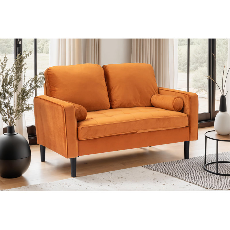 Baity Cushioned Loveseat Sofa, Microsuede Grey, 2