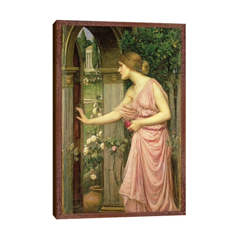 Psyche Entering Cupid's Garden, 1903 by John William Waterhouse - Painting on Canvas, Classic Brown Wood Framed