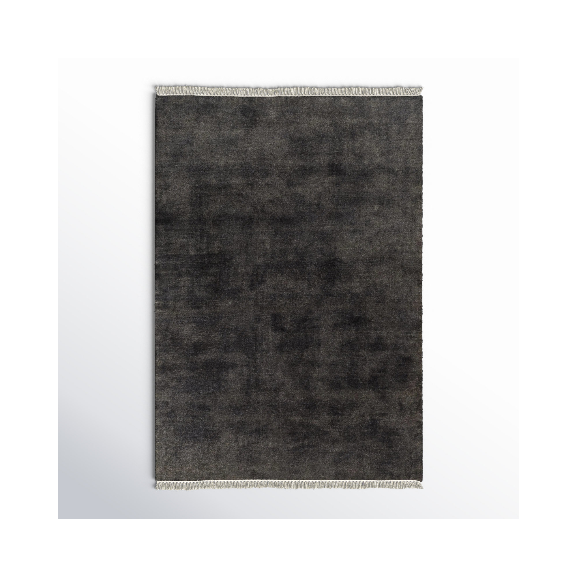 Clio Hand Loomed Wool Black Rug, Rectangle 2' x 3'
