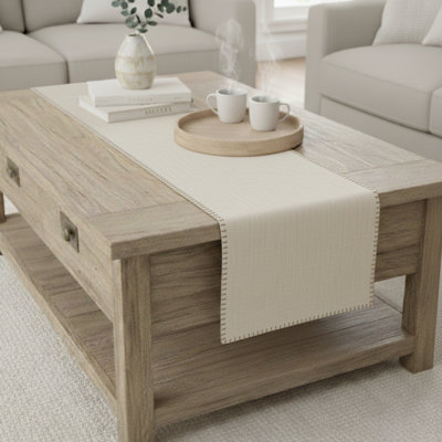 Chemin de table en coton avec bords cousus décoratifs, écharpe de commode, couvercle supérieur de meuble