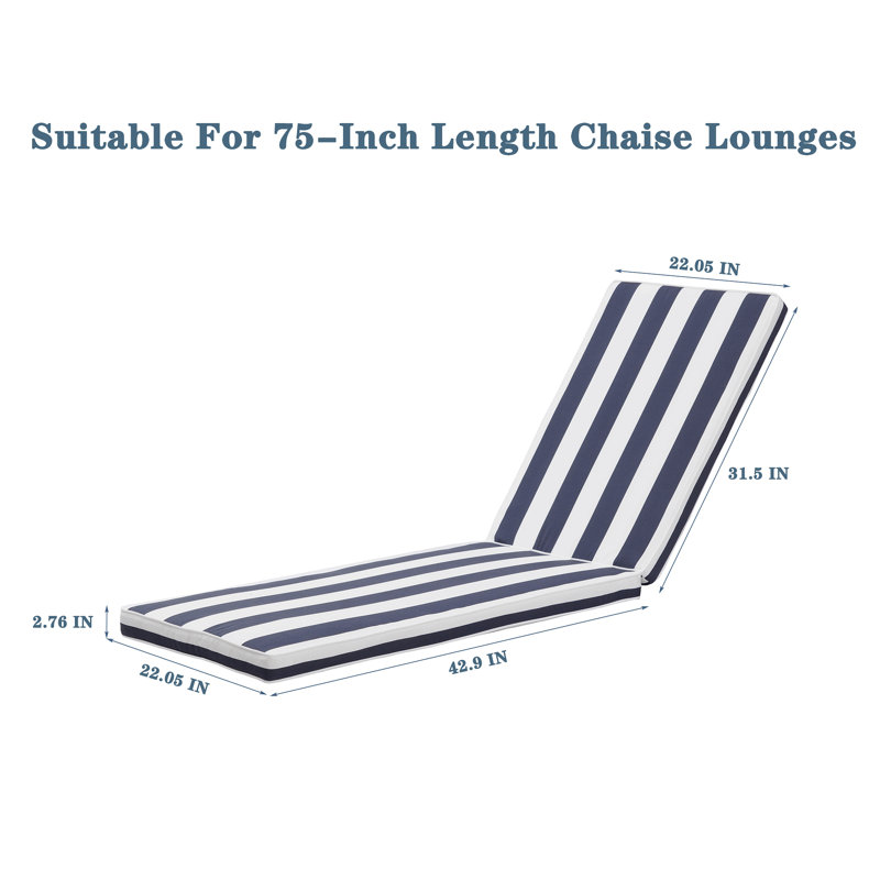 Ensemble de 2 coussins de chaise longue pour l'extérieur, Bleu