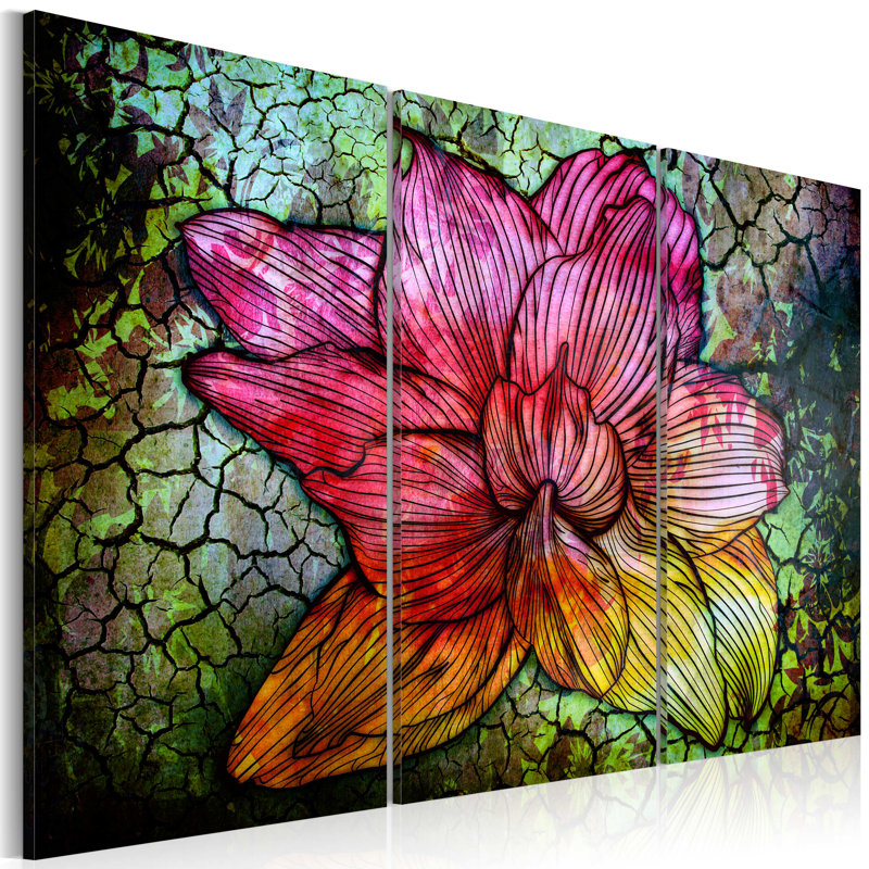 Canvas Print - A Rainbow-Hued Abstract Flower, 80cm H x 120cm W x 1.4cm D