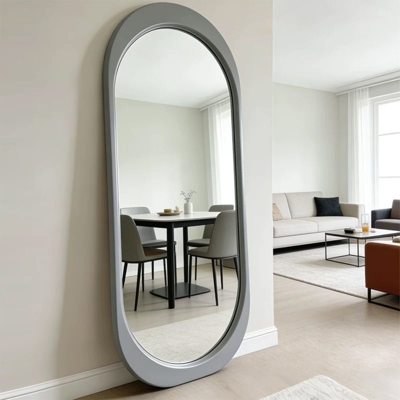 Oval Manufactured wood Full Length Mirrors, 70.87" H x 31.5" W