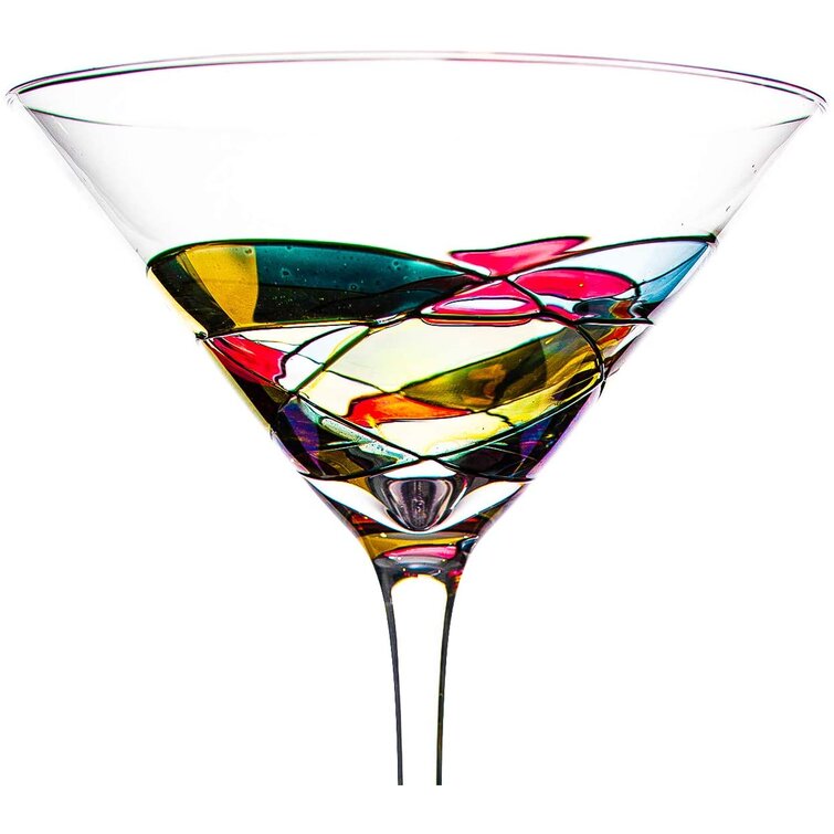Ivy Bronx Handmade Bright Confetti Handblown Recycled Glass Martini Glasses (Pair) (Set of 2) Ivy Bronx
