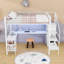 Lit mezzanine en métal avec garde-robe, lumière DEL, bureau et port USB