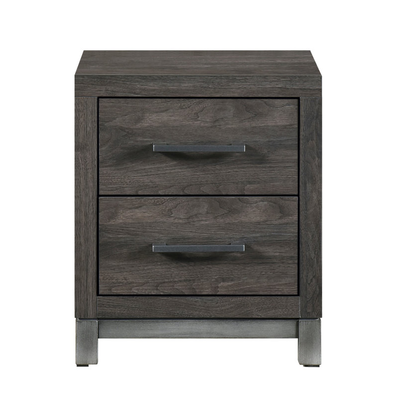 Table de chevet pour chambre à coucher, 2 tiroirs, brun moderne 2, finition
